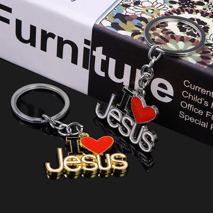 I Love Jesus Letter Pendant Keychain