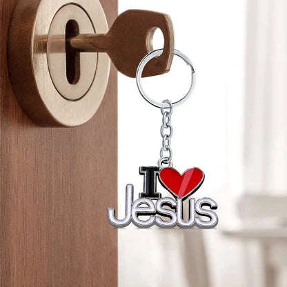 I Love Jesus Letter Pendant Keychain