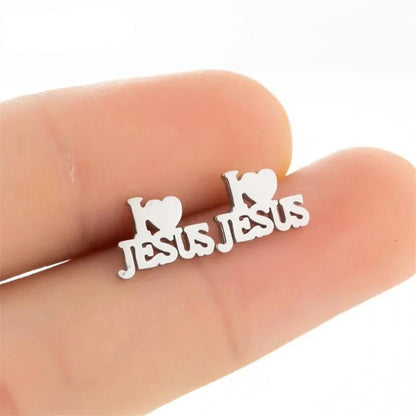 Jesus Cross Charm Earrings