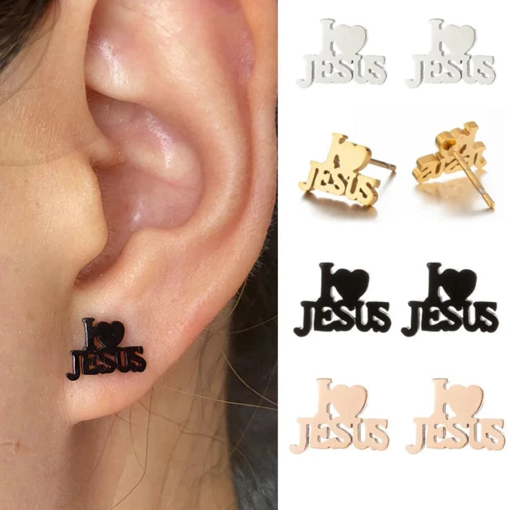 Jesus Cross Charm Earrings